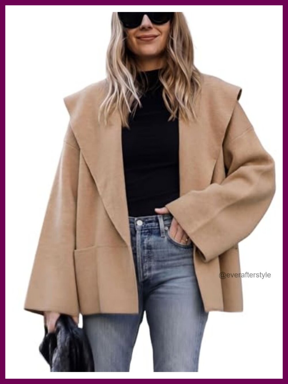 Women's Knit Open Front Shawl Collar Cropped Cardigan Long Sleeve Oversized